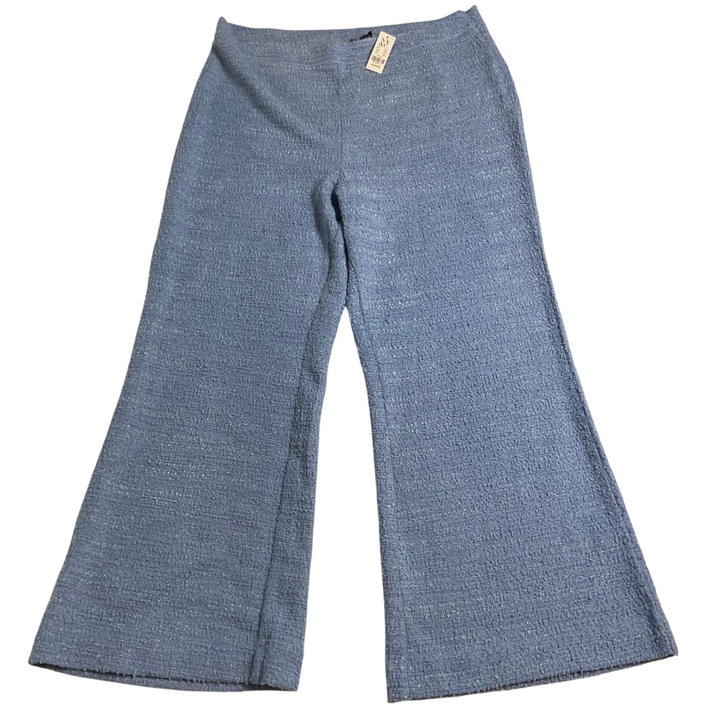 NY&C New York & Company women's tweed blue metallic shimmer pants XL NWT trouser